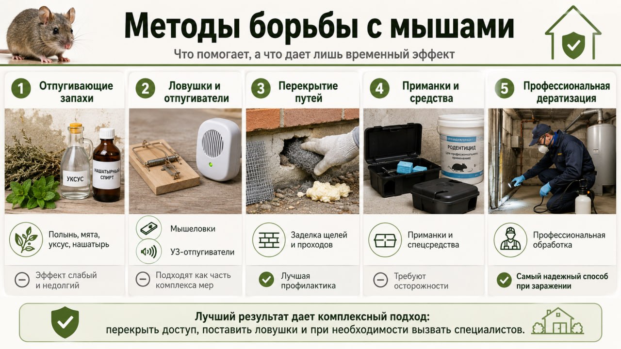Распространенные методы борьбы с мышами
